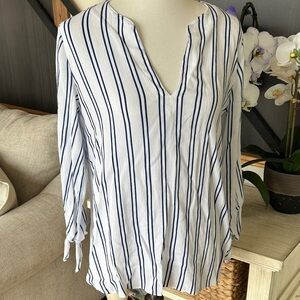 MICHAEL Michael Kors Navy and White Striped Blouse size M women’s top